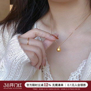 蜜蜂妈手作 有求必应 古法磨砂点钻小金球吊坠项链女叠戴锁骨链