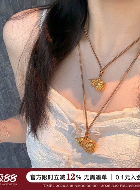 倪妮同款镂空花丝葫芦项链毛衣链