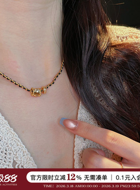 小香风黑金编织万花筒手链项链