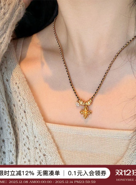 中古小香风金刚杵项链如意绳编织