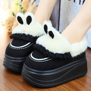 防水棉拖鞋女冬季室内外穿时尚加绒月子保暖踩屎感厚底防滑拖鞋