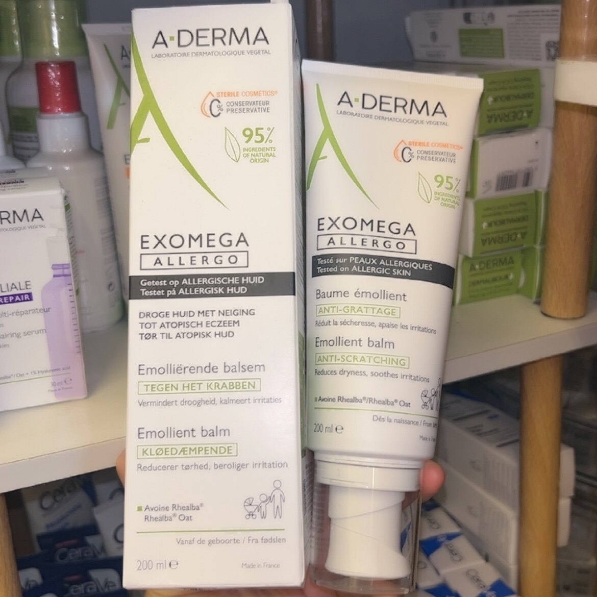 aderma艾芙美三重舒缓婴儿敏抗痒润肤膏湿zhen痱子护面身体200ml