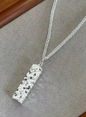 S999碎冰冰四方来财足银项链实心