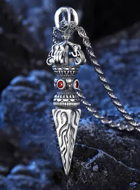 S925纯银降魔金刚杵项链吊坠挂坠