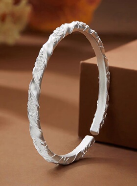 白玫瑰新中式国风足银S9999手镯