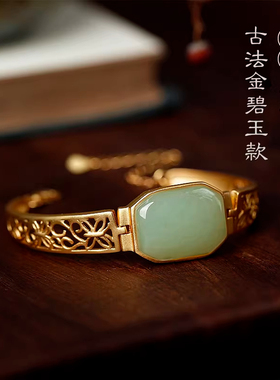平安无事牌纯银天然和田玉原创手链气质女款镂空玉手镯手饰品