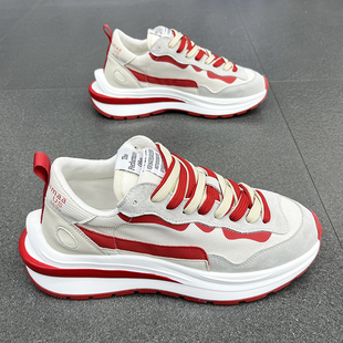 男鞋 运动休闲百搭厚底潮牌老爹鞋 春季 透气华夫阿甘鞋 新款 网红爆款