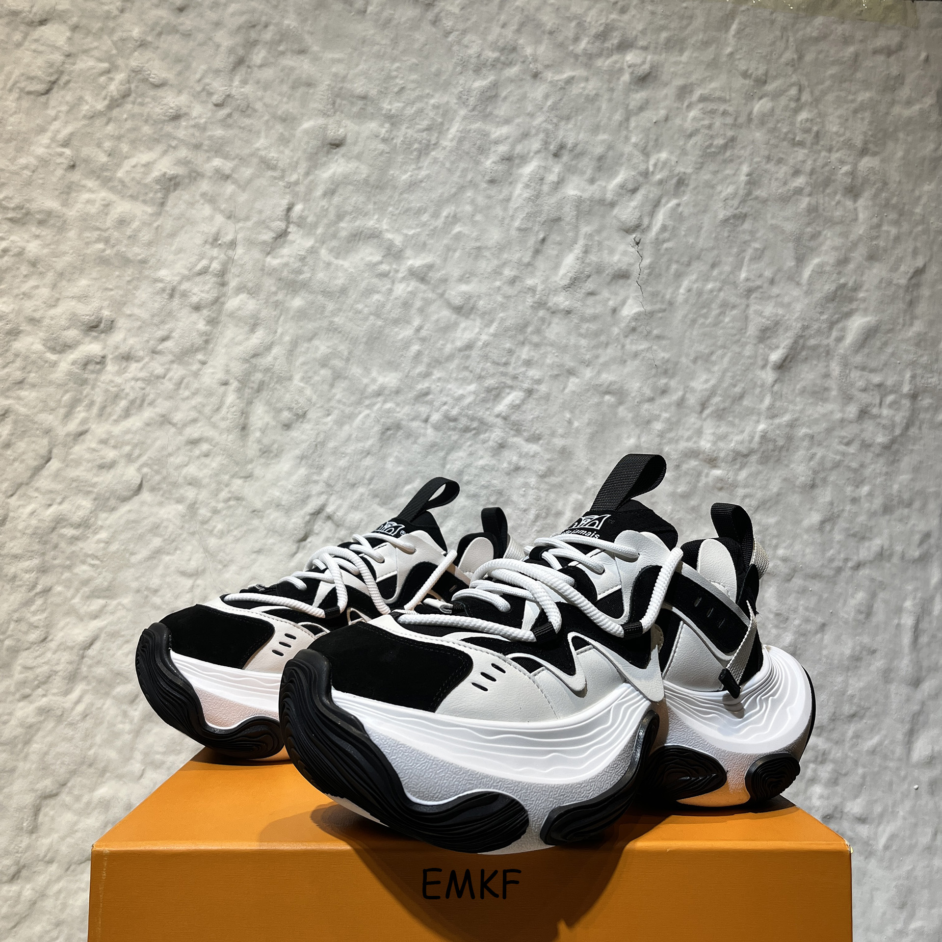 黑白熊猫情侣老爹鞋男女增高厚底