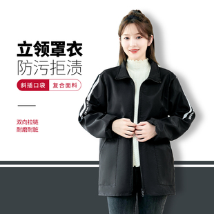 时尚长袖短款罩衣女厨房家用防水防油男款围裙罩衣外穿耐脏工作服