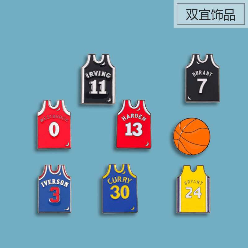 篮球衣胸针 NBA球星金属徽章男个性球类运动徽章学生运动协会礼物