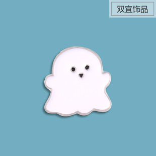 白色云朵幽灵胸针 简约鬼脸可爱百搭勋章 ins潮 个性胸花别针装饰