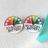 社交电量条旋转徽章 笑脸心情可移动金属勋章礼物包包挂件别针