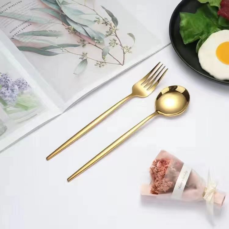 不锈钢餐具酒店餐厅葡萄牙刀叉勺四件套套装西餐牛排刀叉勺子叉子