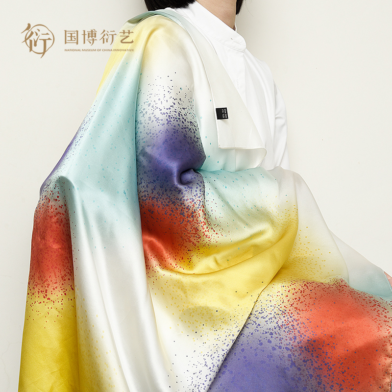 中国国家博物馆桃花洞釉真丝方巾