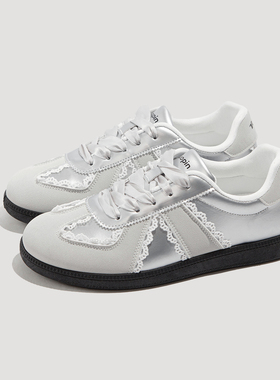 鞋有亿 2025秋冬新款银灰色芭蕾风鞋子女鮀品德训鞋百搭休闲板鞋