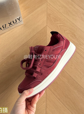 鞋有亿 2025秋冬新款网红酒红色面包鞋厚底百搭休闲运动板鞋男潮