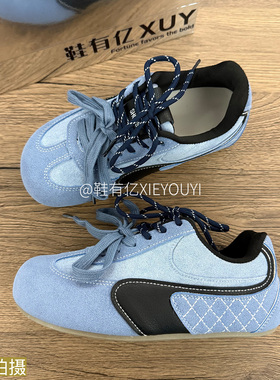 鞋有亿 2025秋冬新款蓝色阿甘德训鞋女款平底帆布鞋休闲小众板鞋