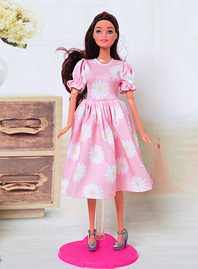 粉色连衣裙教师服淑女裙子适合11寸Barb 30cm女孩洋娃娃换装衣服