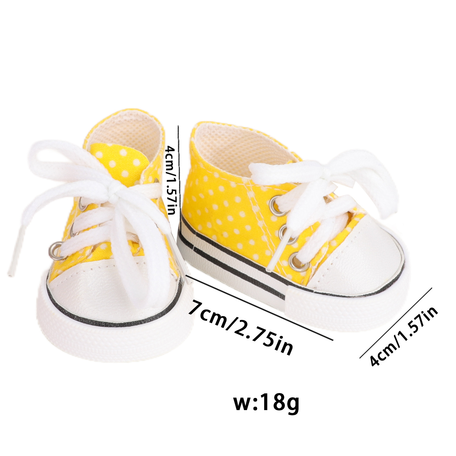 帆布鞋 点点黄色板鞋运动休闲7cm鞋子适合18寸美国女孩AG 46cm OG