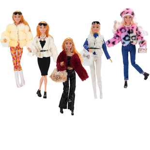 30cm洋娃娃衣服換裝 適合11寸Barb 毛絨皮草外套上衣吊帶套裝