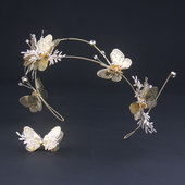 金色蝴蝶新娘配饰贵气婚纱造型头饰结婚饰品婚礼皇冠戒指发饰套装