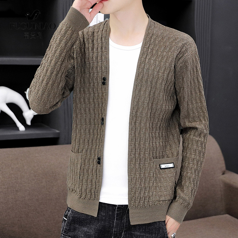 TWG潮针织外套男2023春装新款韩版纯色毛衣薄款休闲男士羊毛开衫