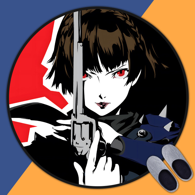 女神异闻录P5动漫周边地垫房间卧室床边毯电脑电竞椅防滑圆形地垫,居家布艺,转椅地垫,淘宝优惠券,粉丝福利购,淘宝优惠卷