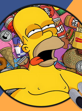 辛普森一家动漫周边地垫房间卧室床边毯电竞椅垫美式防滑圆形地垫