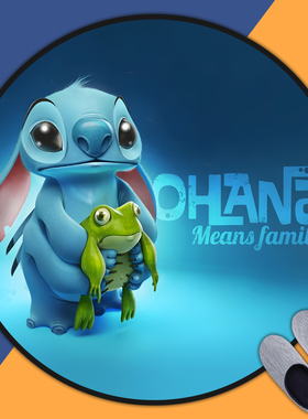 史迪奇Stitch动漫周边地毯房间卧室床边毯电脑椅美式加厚圆形地垫