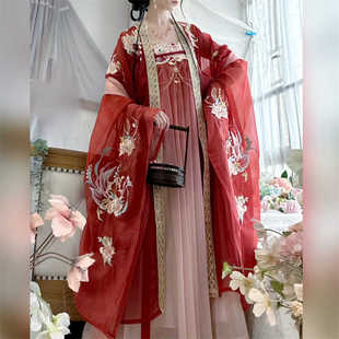 墨晨烟雨【桃子夭夭】原创汉服唐制齐胸裙重工刺绣大袖衫超仙古风