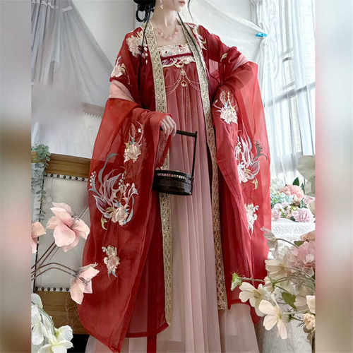 重工刺绣超仙桃子夭夭古风大袖衫