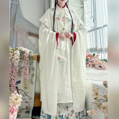 墨晨烟雨白鹭明制汉服绣花比甲