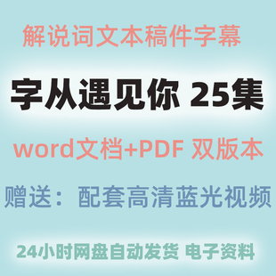 字从遇见你纪录片全季稿件字幕word文档电子资料设计素材文档资料