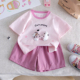 上衣短裤 女童套装 儿童洋气时髦卡通短袖 新款 两件套女宝宝 2025夏季