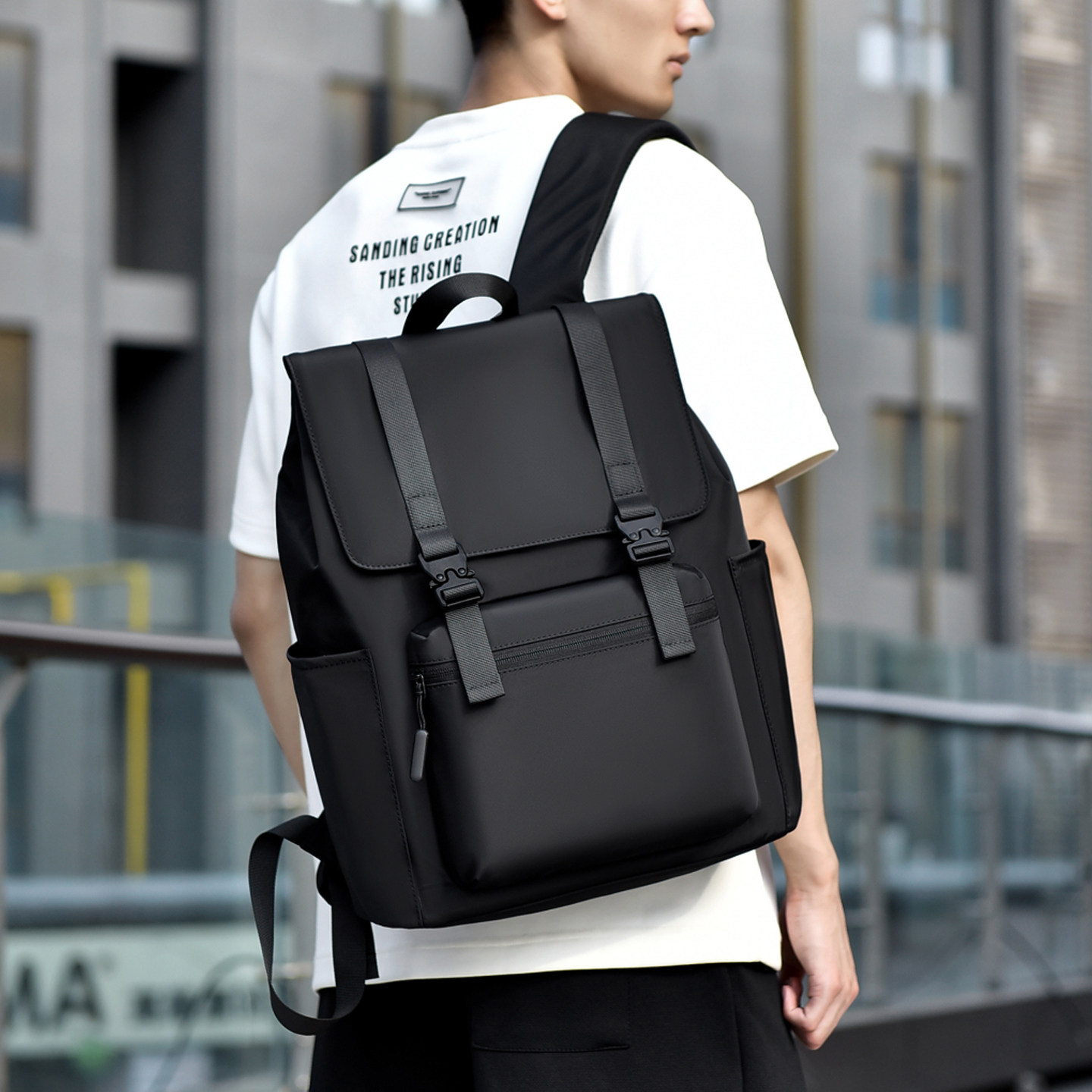 质感男士双肩包牛津布防水休闲大容量电脑包时尚青年通勤背包包邮