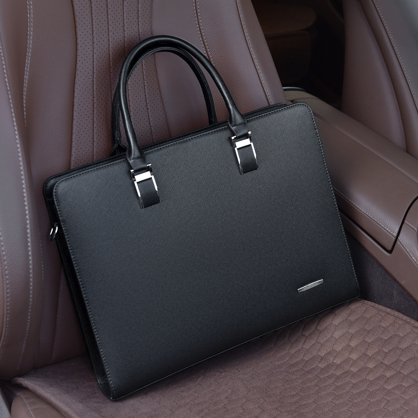 定型男士手提包商务横款方形英伦公文包精英潮大容量A4文件包包邮