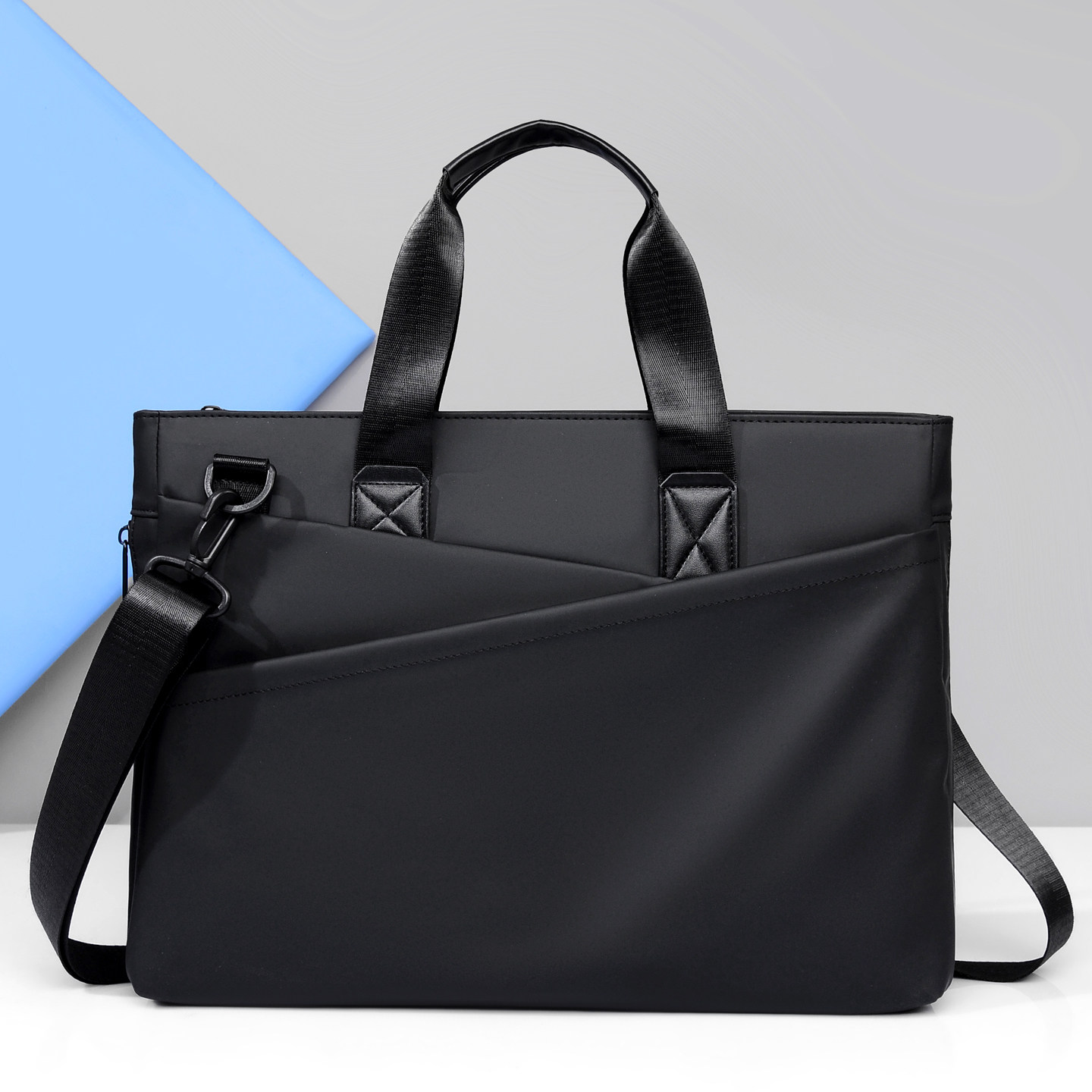 扩容男士手提包横款方形商务公文包休闲出差电脑包防水通勤潮包邮