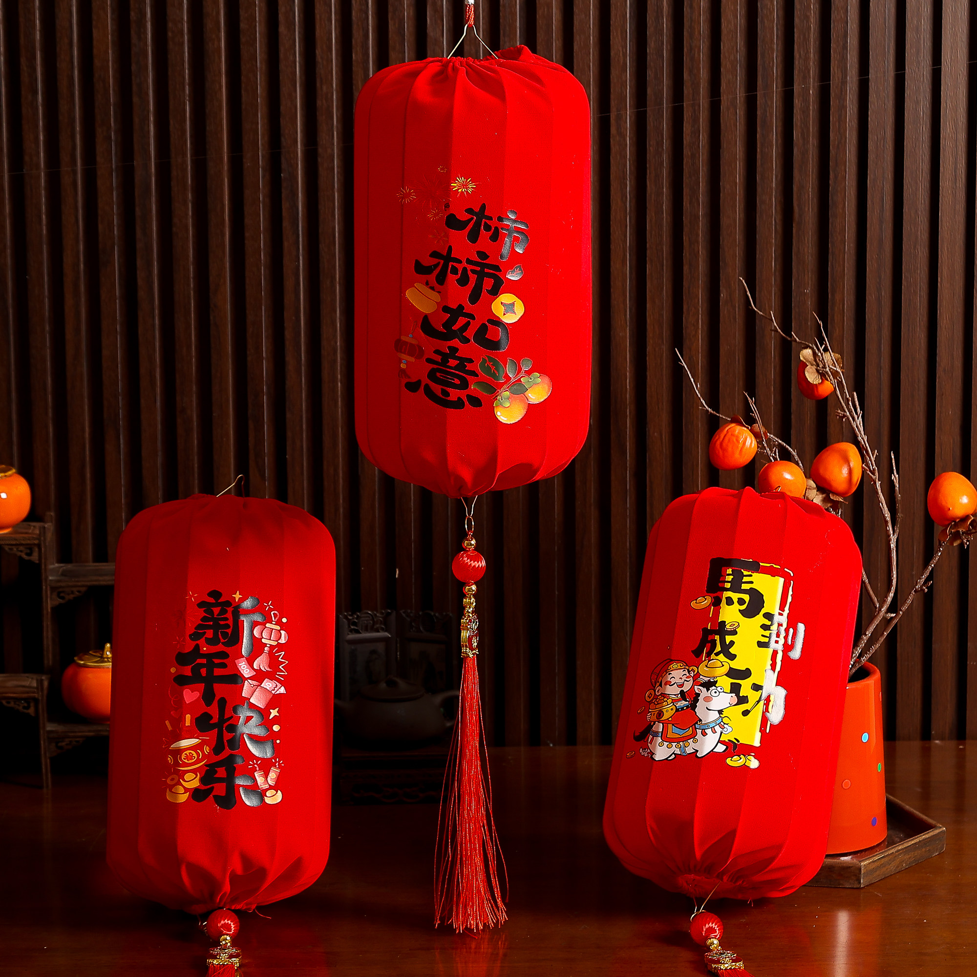 2026新款植绒大红灯笼大门口装饰
