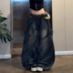 大码 女街头辣妹宽松阔腿弯刀拖地长裤 美式 复古设计感大口袋牛仔裤