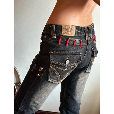 美式大码复古设计感解构牛仔裤