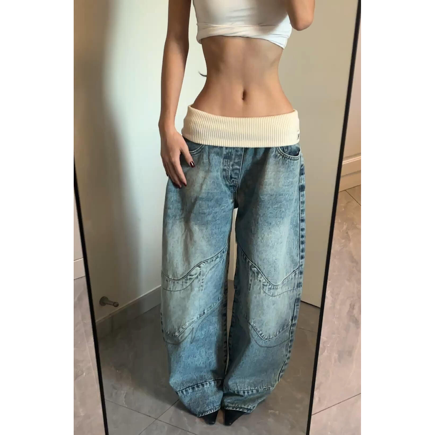 美式vibe大码复古牛仔裤
