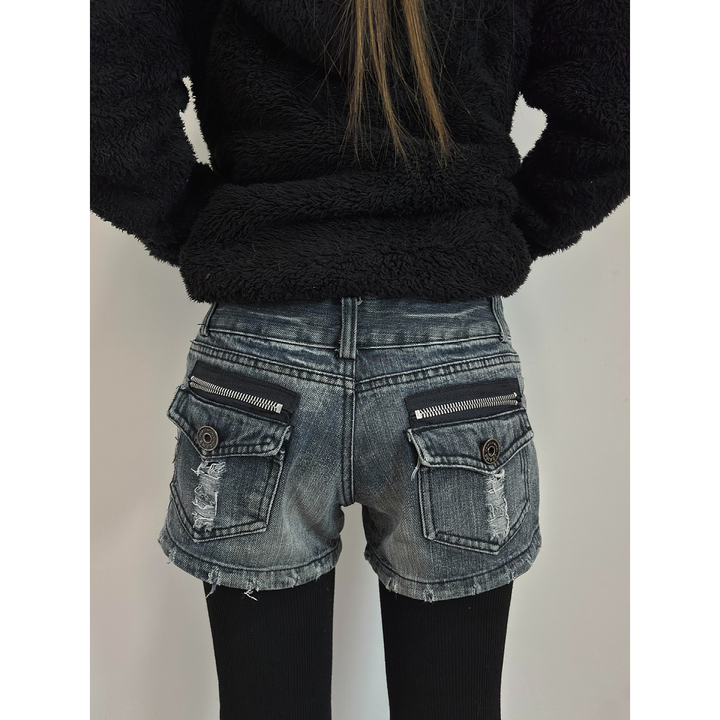 大码美式复古双拉链口袋牛仔短裤女高街辣妹水洗磨破低腰包臀热裤,女装/女士精品,大码裤装,淘宝优惠券,粉丝福利购,淘宝优惠卷