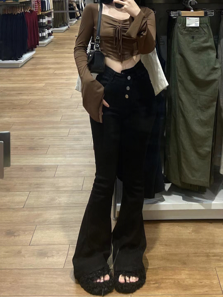 微喇裤长裤适中牛仔布秋冬