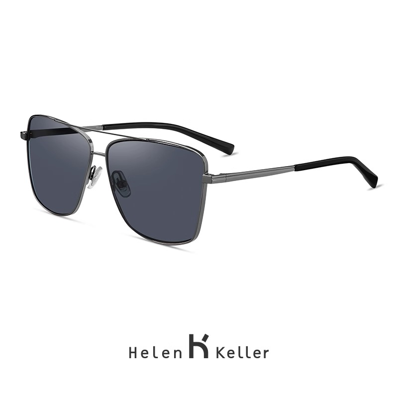 海伦凯勒商务方框墨镜潮简约偏光