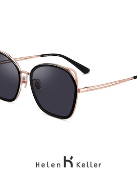 海伦凯勒新款猫耳大框潮流韩版墨镜女炫彩偏光太阳镜女H8822