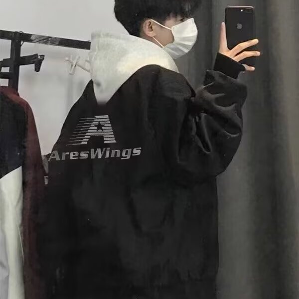 美式复古字母印花外套男