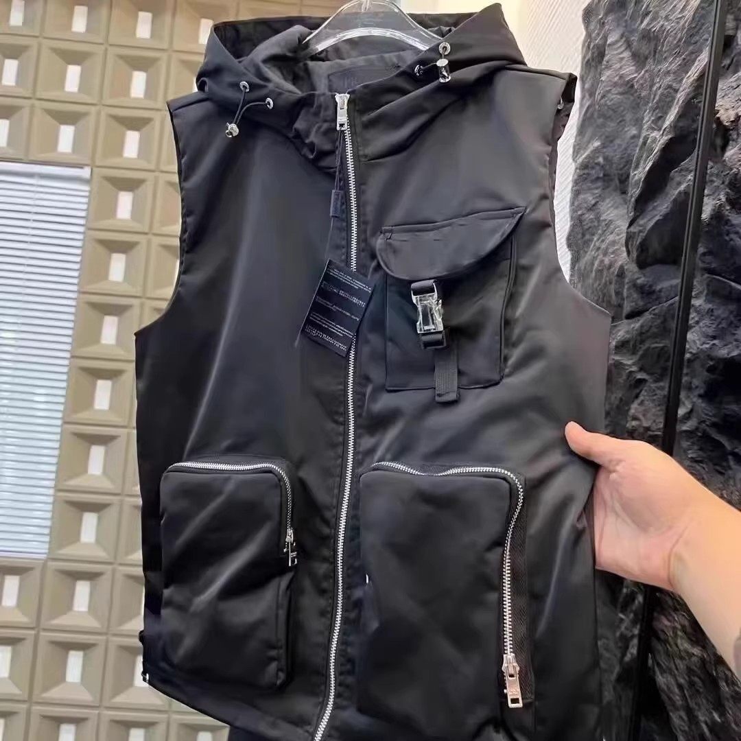 2025潮牌工装马甲男早秋新款连帽坎肩时尚百搭立体口袋无袖上衣帅,男装,常规马甲,淘宝优惠券,粉丝福利购,淘宝优惠卷
