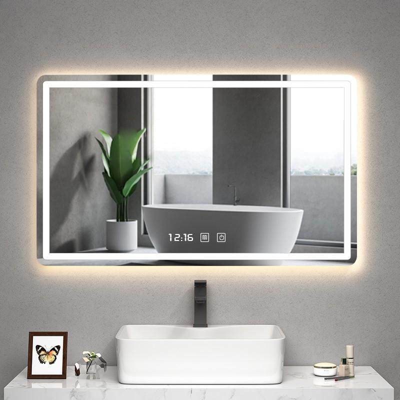 led浴室防雾镜触摸智能圆镜方镜卫生间带灯发光镜洗手间挂墙镜