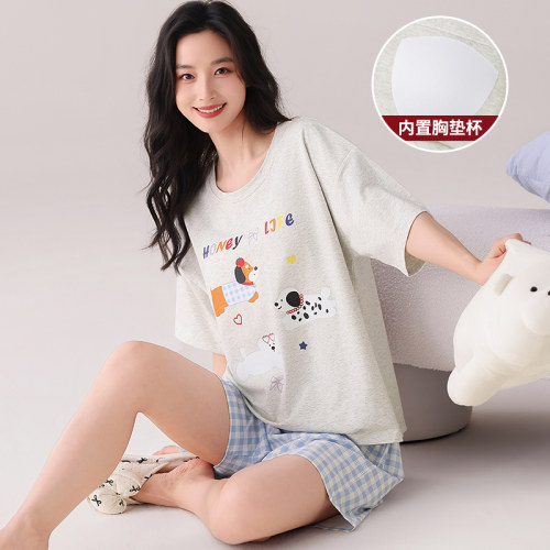 睡衣女夏季松弛纯棉凉感简约甜美