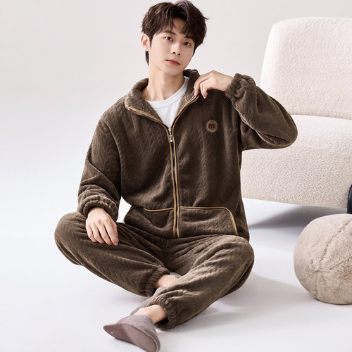新款青少年保暖法兰绒家居服套装